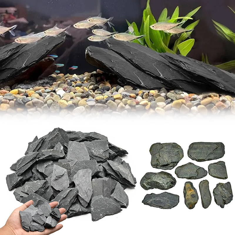 Aquarium Fish Saltwater - 500/1000g Aquarium-Landschaftsstein-Set Schieferfelsen Terrarium-Dekorationen Wasserspiel-Zubehör ZYF