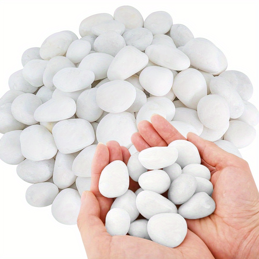 Aquarium Fish Saltwater - 200/400g weiße hochglanzpolierte natürliche Kieselsteine 2-3cm